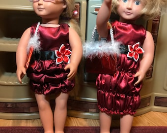 Party American Doll Dress, Doll purse