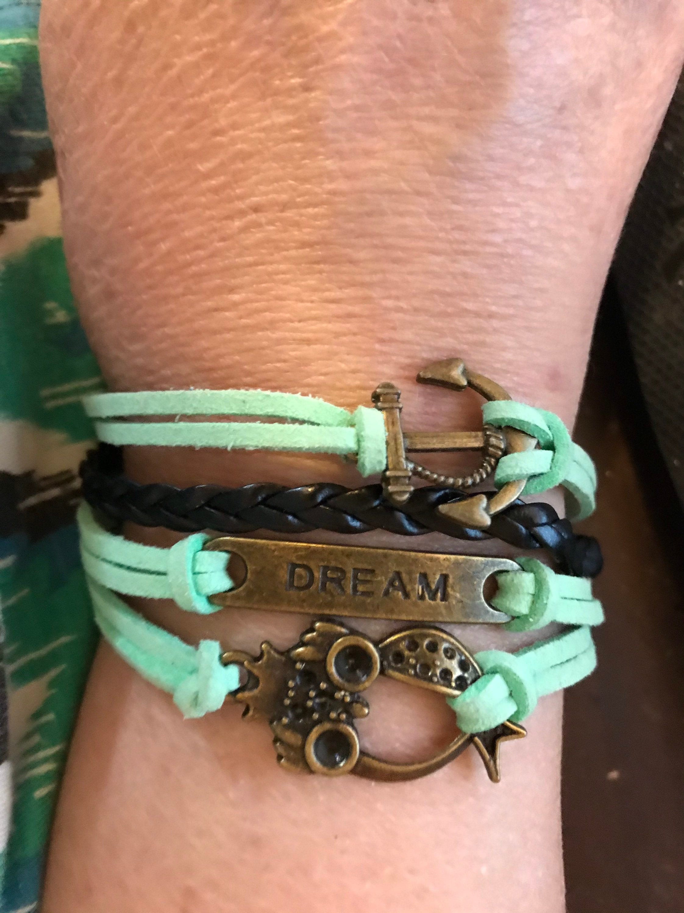 SALE Owl Large ,Pink Leather Charm Bracelet,Owls, Leather,key,Bracelet, Pink,Jewelry, infinity,Love