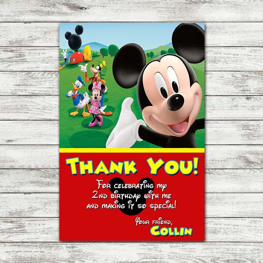 Mickey Mouse Clubhouse Thank You Birthday Digital File - Etsy
