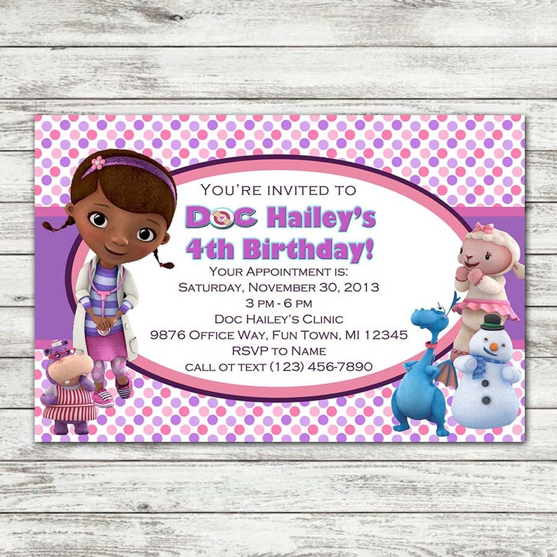 Doc Mcstuffins Birthday Party Invite Digital File Etsy