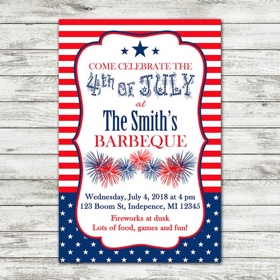 4th Of July Bbq Invite Digital File Etsy