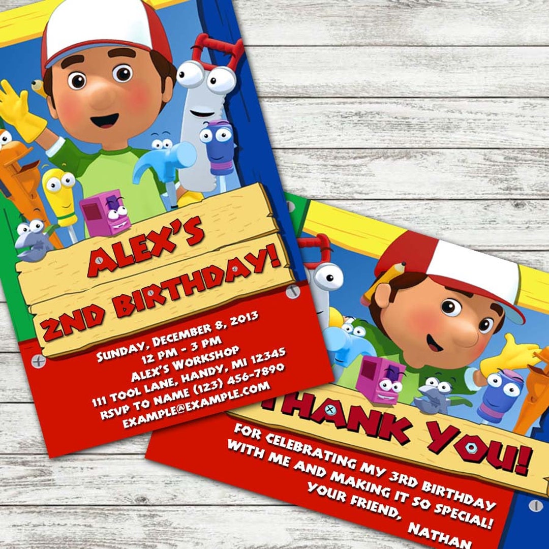 Handy Manny Birthday Party Invite and Thank You Digital File - Etsy
