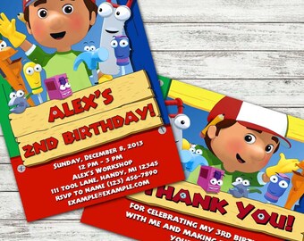 PARTYRama 6 Handy Manny Folded Invitations PARTYRama 6 Handy Manny Folded Invitations