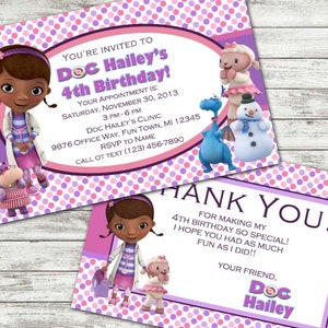 Doc McStuffins Birthday Party Invite & Thank You - Digital Files