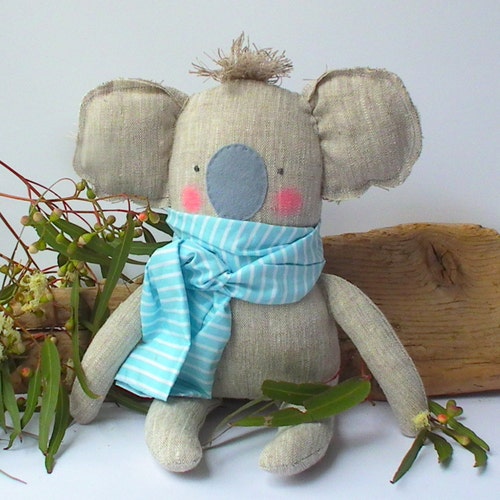 Koala speelgoed, pluche baby speelgoed Koala linnen speelgoed, knuffels schattige baby koala. Neutrale kleur en mint. Babydouche, gift van de verjaardag