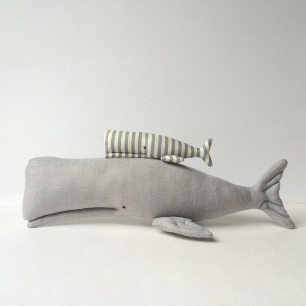 Stuffed Whales, whale toy Plush grey aquatic toys. Nautical nursery, Textile cute couple. Child friendly toys. Great gift for baby shower