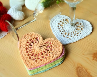 crochet pattern for Lacey heart coaster doily table setting, valentines table decor, table mat, valentines table setting, heart decoration