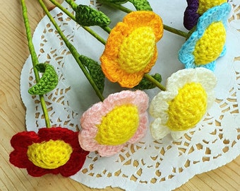 Crochet happy flowers long stem quick easy and bright