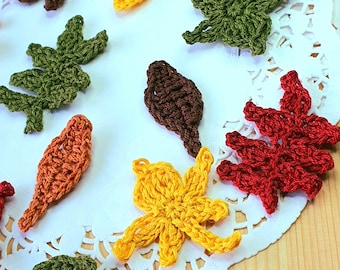 Patrón de hoja de otoño a crochet: Mini arce, sencillo, decoración compuesta para otoño, Halloween y Acción de Gracias (descarga en PDF)