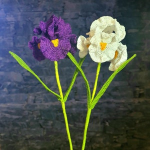 Iris crochet pattern, spring flower, spring crochet pattern, long bearded iris purple, Iris flower crochet