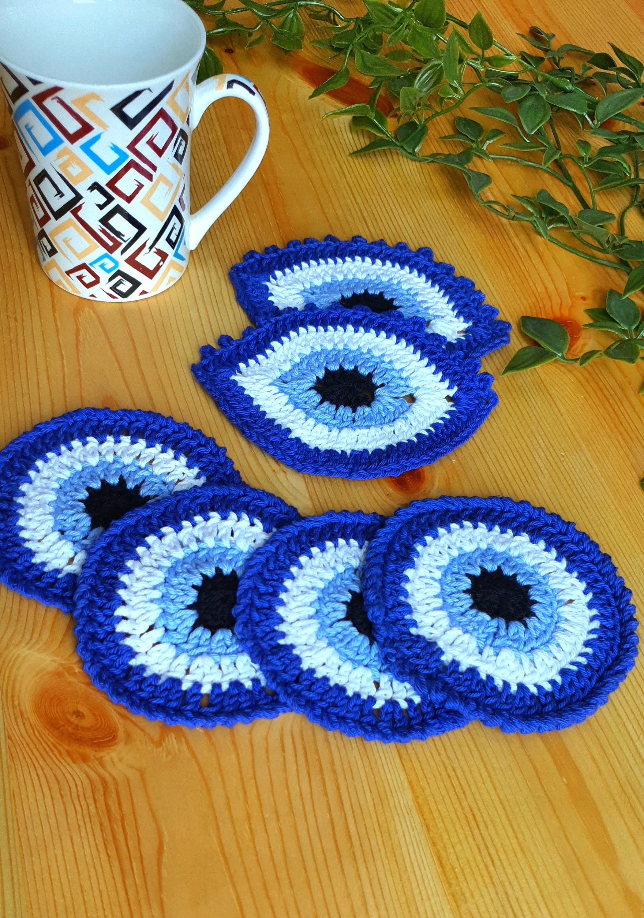 40 Eye Crochet Patterns: Mesmerizing Designs for Every Crochet Enthusiast 8 Crochet Evil Eye Coaster Pattern: Round & Eye Designs