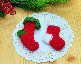 Crochet Santa Stocking and Elf Slippers Pattern, Christmas Ornaments (PDF Pattern)