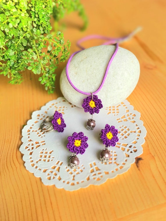 Crochet Pattern for Daisy Flower Earrings Pendant and Finger Etsy