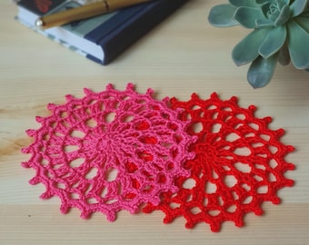 crochet pattern for delicate pointy picot doily table setting, table decor, coaster, crochet mat, table mat, christmas holiday table setting