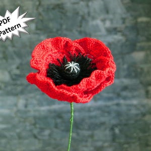 Modello di papavero all'uncinetto fiandre papavero islandese orientale papavero comune agosto nascita fiore papaver bouquet fiore Home Decor mazzi di fiori da sposa