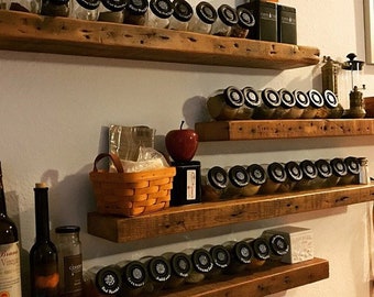 Heavy Duty Reclaimed Wood Floating Shelves With Steel Brackets Etsy