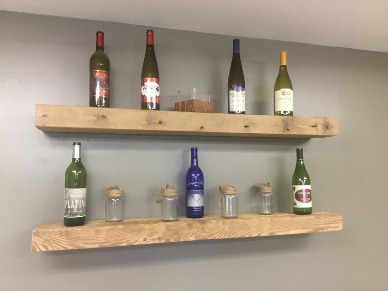 3 INCH THICK RECLAIMED Wood Floating Shelves With Steel Etsy