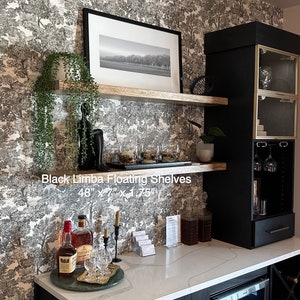 White Oak FLOATING Shelves With Steel Floating Bracket. Kitchen Shelves image 2