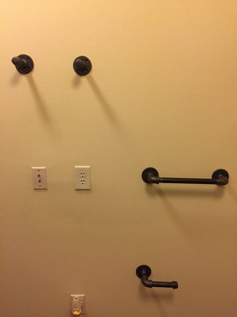 Set of 4 3/4 Industrial Iron Pipe Bathroom Fixtures Etsy