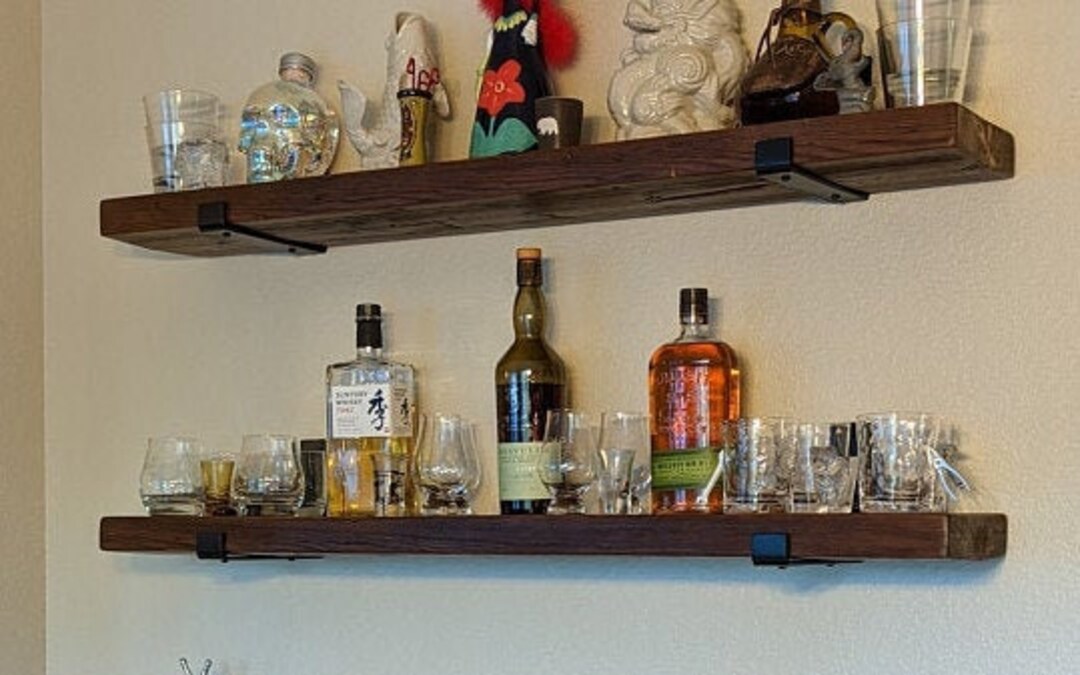 6 DEEP RECLAIMED Wood Shelves With 2 Handmade Steel Etsy