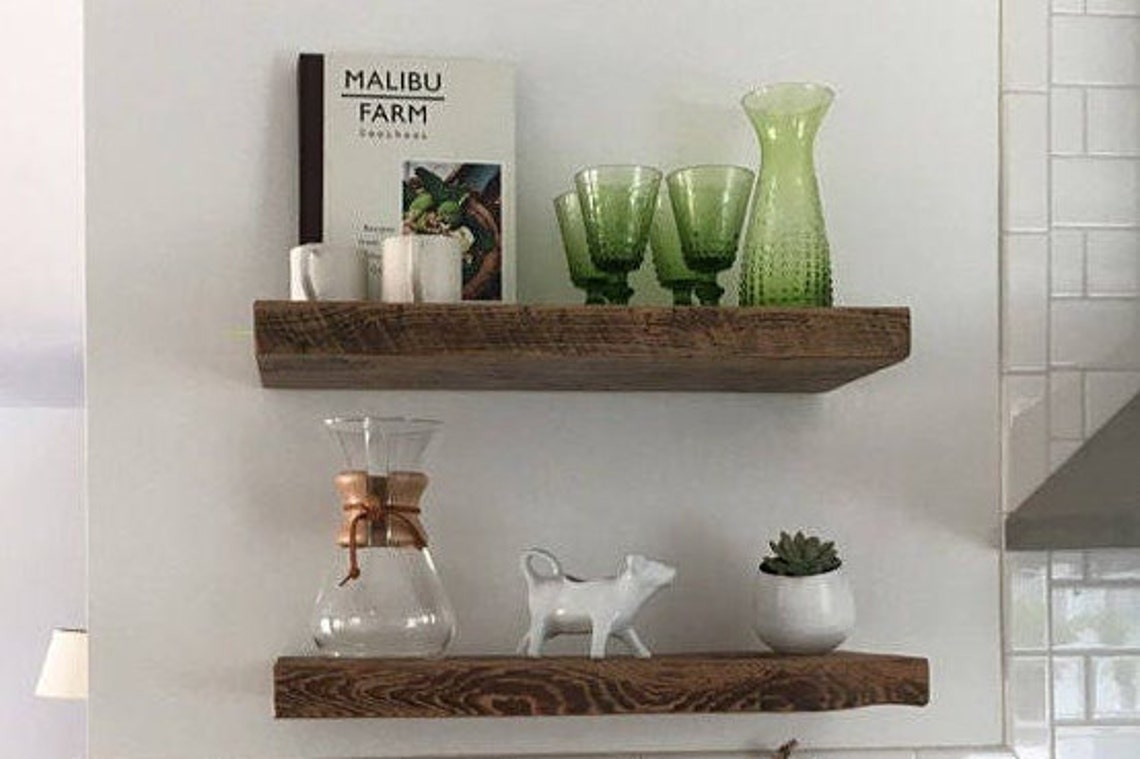 11 DEEP Heavyduty Reclaimed Wood Floating Shelves With Steel Etsy