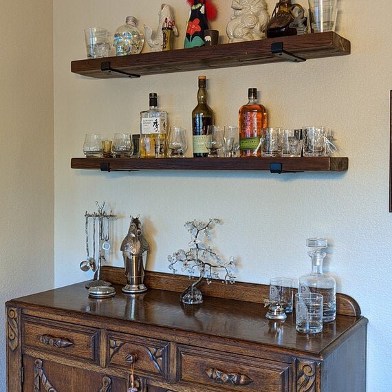 6 DEEP RECLAIMED Wood Shelves With 2 Handmade Steel Etsy