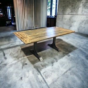 Modern, Industrial Reclaimed Oak, Boxcar Floor Dining Table image 2