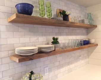 Heavy-Duty Modern Farmhouse / Rustic Floating Shelves With Sheppard Floating Bracket. Shelves Sold Individually