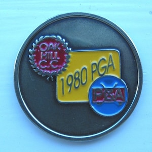 Jack Nicklaus golf win Old Golf Ball Marker for the 1980 PGA Championship Oak Hill Hand Painted. Unique birthday gift or present 44 year old