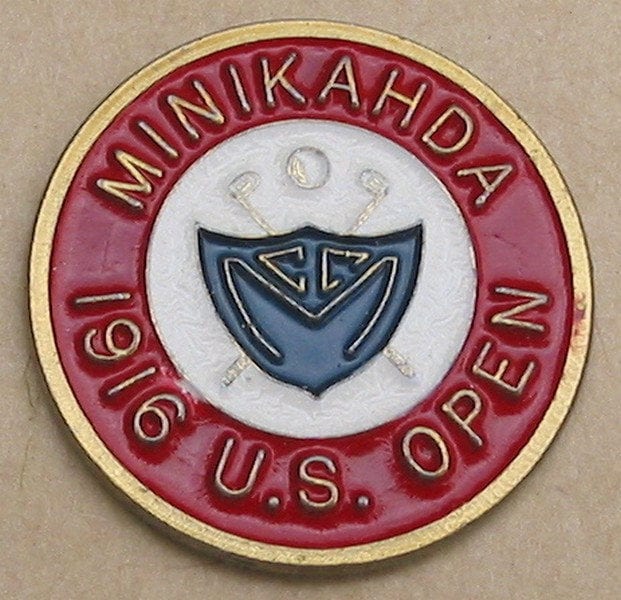 Old Hand Painted Golf Ball Marker 1916 US Open Golf Championship