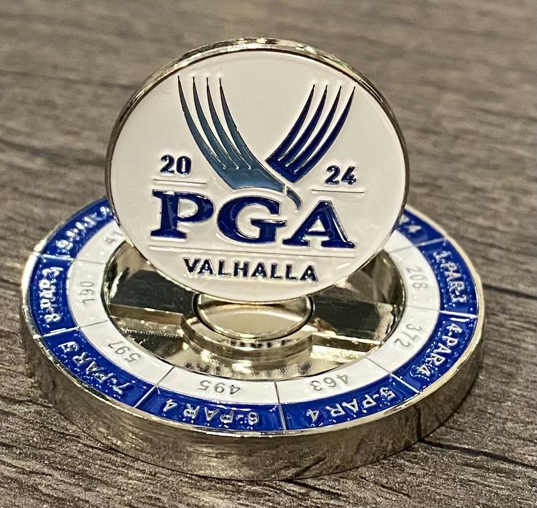 純銀 刻印 ゴルフ レリーフ 新品 箱入 2024 PGAヴァルハラゴルフクラブ エナメル加工コインゴルフボール