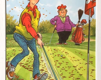 ゴルフポストカード - 面白い漫画の楽しみ。ゴルフの誕生日カード、夫