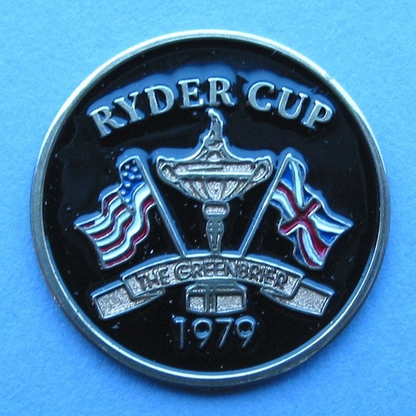 Old Vintage Hand Painted Golf Ball Marker for the 1979 Ryder Cup - The Greenbrier Course. Unique birthday gift for the 45 year old golfer