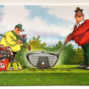 Golf Postkarte - Lustiger Comic-Spaß. Ideal um eine Golf Geburtstagskarte, Kunst Geschenk für Ehemann, Frau, Freund. Jetzt ist das ein großer Treiber