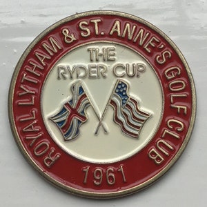 Antiguo marcador de pelota de golf pintado a mano de la Ryder Cup de 1961, Royal Lytham & St Annes Club. Regalo de cumpleaños único para un hombre de 63 años