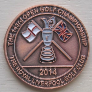 Superb Hand Painted & Embossed Coin for the 2014 Open Championship at Royal Liverpool Golf Club - Rory McIlroy win - part of his grand slam