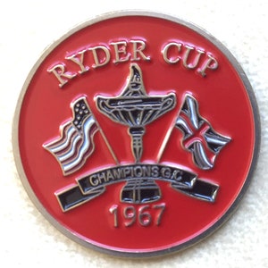 Old Vintage Hand Painted Golf Ball Marker for the 1967 Ryder Cup - Champions Golf Club. Unique birthday gift or present for the 57 year old
