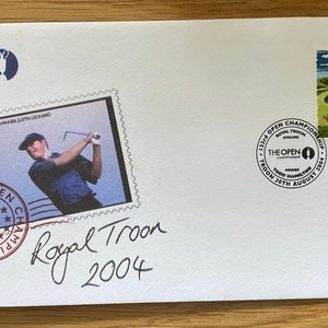Excelente sobre de primer día del Campeonato Abierto de Golf coleccionable de golf de 2004 con sello de mano especial de Royal Mail, sello postal de golf, regalo de cumpleaños número 20