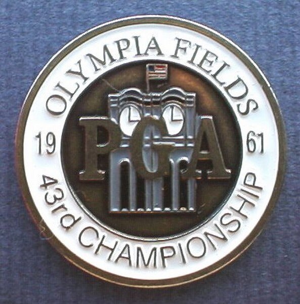 Image of Old Hand Painted Golf Ball Marker For The 1961 Uspga Championship. Ideal Birthday Gift 59 Year Old Golf Men