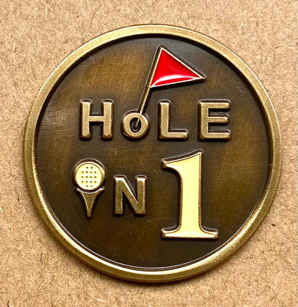 Golf Hole in One. Vintage Hand Painted Metal Golf Ball Marker Coin