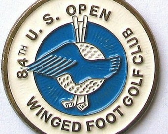 Old Hand Painted Golf Ball Marker 1984 US Open Golf Championship Great golf art logo Winged Foot Golf Club Unique birthday gift 40 year old