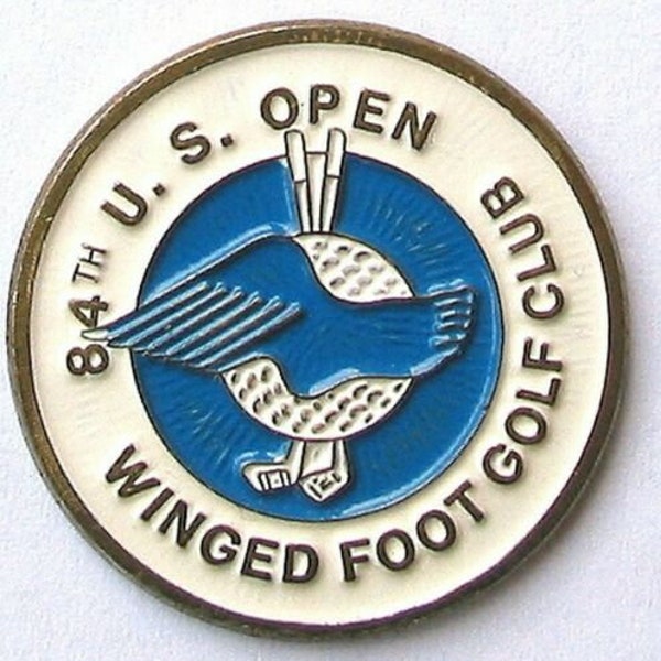 Old Hand Painted Golf Ball Marker 1984 US Open Golf Championship Great golf art logo Winged Foot Golf Club Unique birthday gift 40 year old