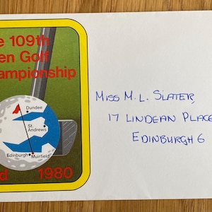 Superb 1980 Open Golf Championship collectable First Day Cover & Special Royal Mail handstamp. 44 year birthday golf gift.A rare collectable