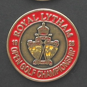 Bobby Jones 1926 Open Championship vince. Moneta Golf Ball Marker dipinta a mano. The Old Golf Links al Royal Lytham - Regalo ideale per il golf