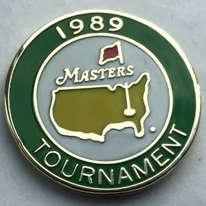 Old original Enamelled Stem Golf Ball Marker for the 1989 Masters - excellent unused condition. Unique birthday gift 35 year old.