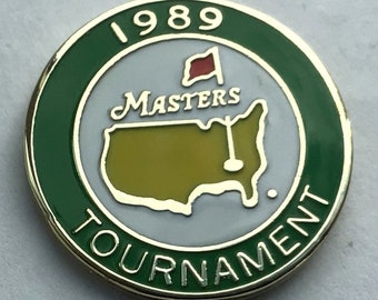 Old original Enamelled Stem Golf Ball Marker for the 1989 Masters - excellent unused condition. Unique birthday gift 35 year old.