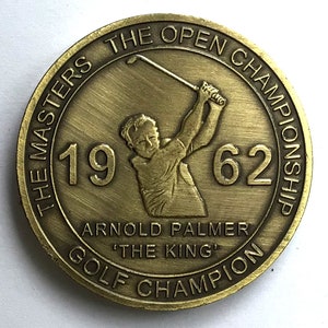 Moneta da golf vintage del 1962 Arnold Palmer vince il Masters & Open Championship. Regalo di compleanno per marcatore di palline da golf per golfista di 62 anni. Marcatore di palline da golf.
