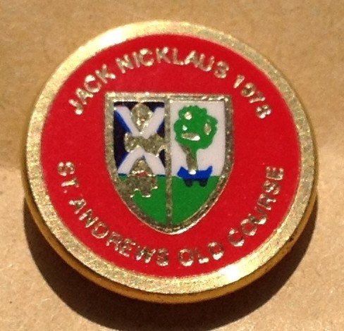 Image of Old Brass Stem Golf Ball Marker 1978 Open Championship. Jack Nicklaus Win. Ideal Birthday Gift 41 Year Old. Superb Quality Gold Foil Effect