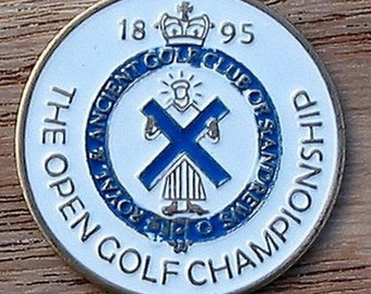 "Handbemalte Golfball Marker Prägemünze für die ""Meisterschaft der Open"" von 1895 - Old Golf Links StAndAndrews." Einzigartiges Geschenk für jeden Golfer.