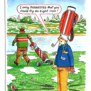 Golf Weihnachtskarte und Umschlag Comic Fun Urkomisch. Ideal für Ihren Golf verrückten Opa, Opa, Großvater. Lustige Geburtstags Golf Geschenkkarte?